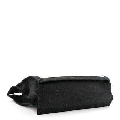 Saint Laurent Linen Calfskin Rive Gauche North South Tote White Black 3 of 11