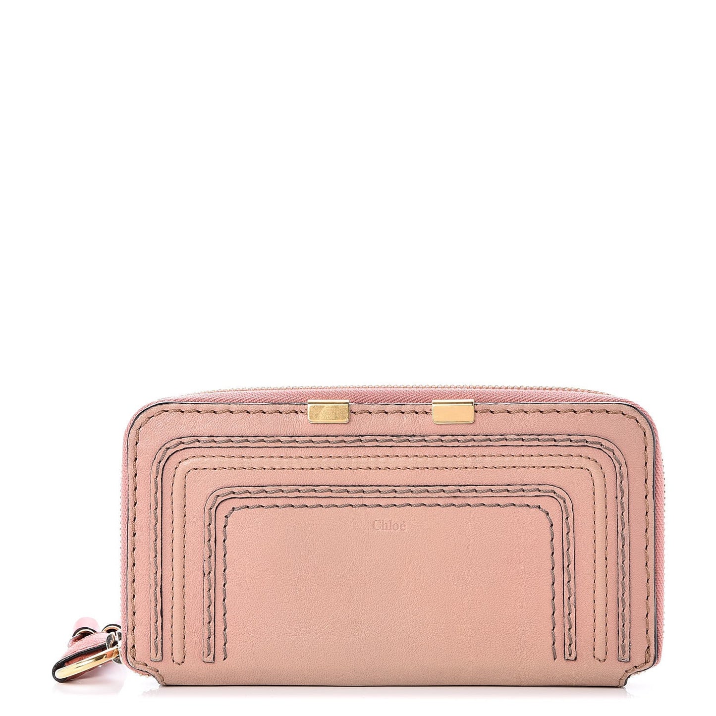 Grained Calfskin Marcie Long Zip Around Wallet Pink