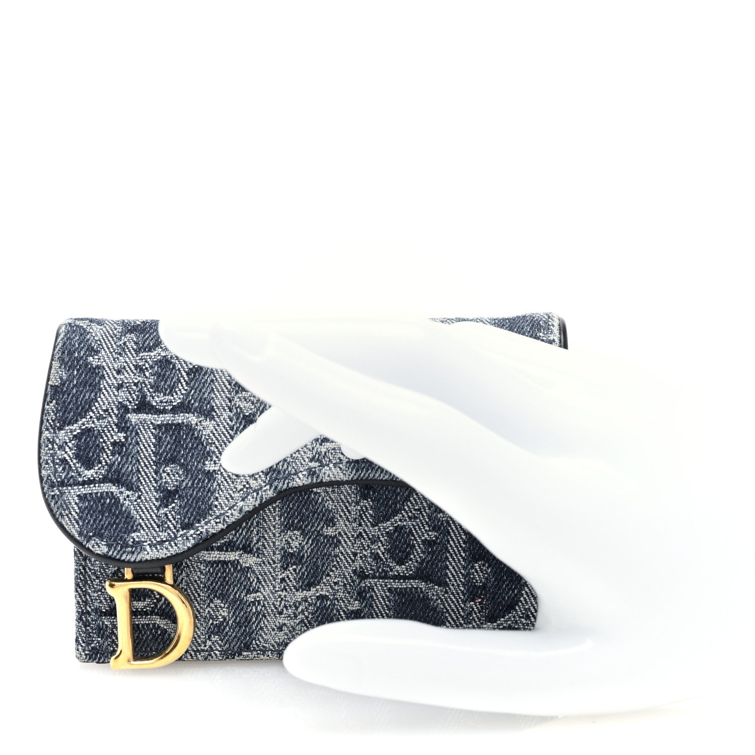 Christian Dior Denim Oblique Saddle Card Holder Blue 2 of 6