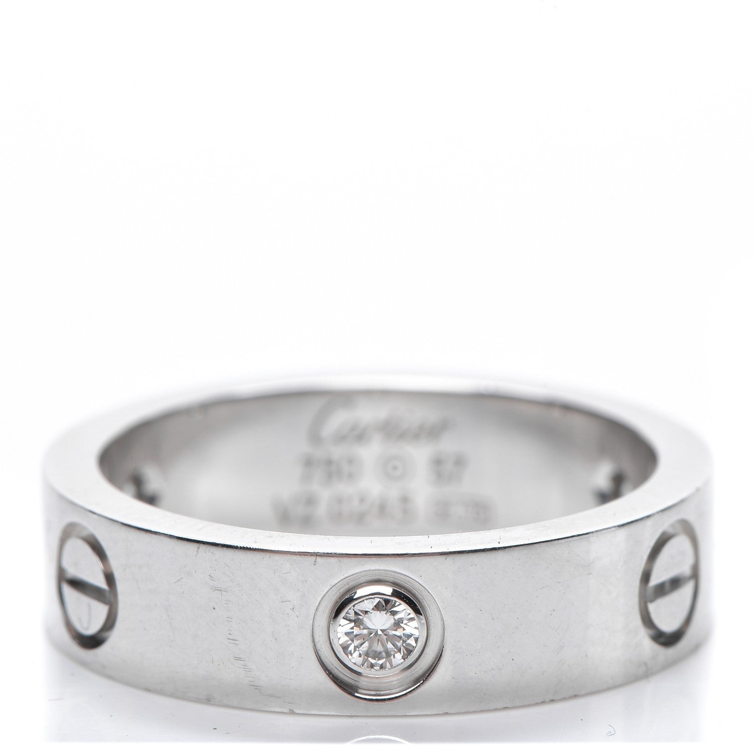 Cartier 18K White Gold 3 Diamond 5.5mm LOVE Ring 57 8 1 of 7