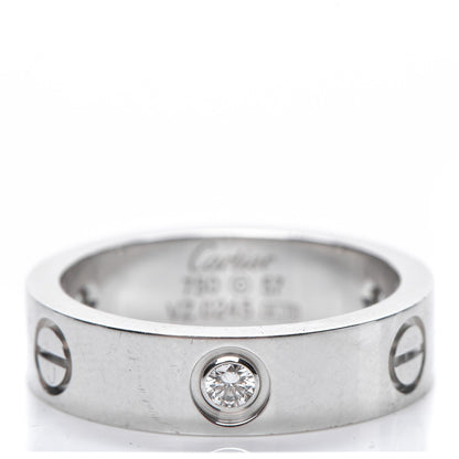 Cartier 18K White Gold 3 Diamond 5.5mm LOVE Ring 57 8 1 of 7
