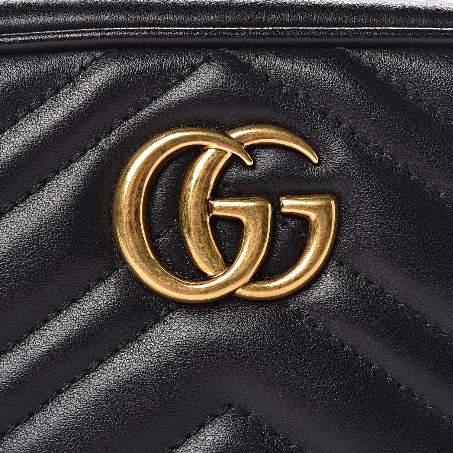 Gucci Calfskin Matelasse Mini GG Marmont Chain Shoulder Bag Black 8 of 10