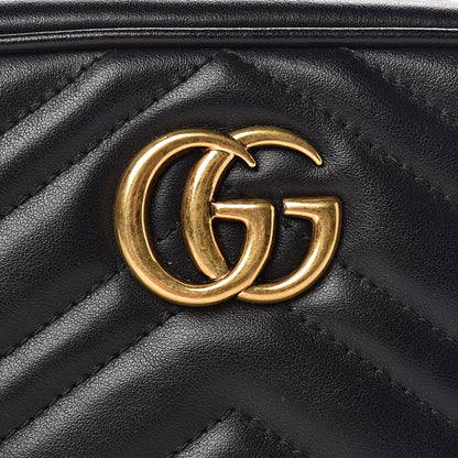 Gucci Calfskin Matelasse Mini GG Marmont Chain Shoulder Bag Black 8 of 10
