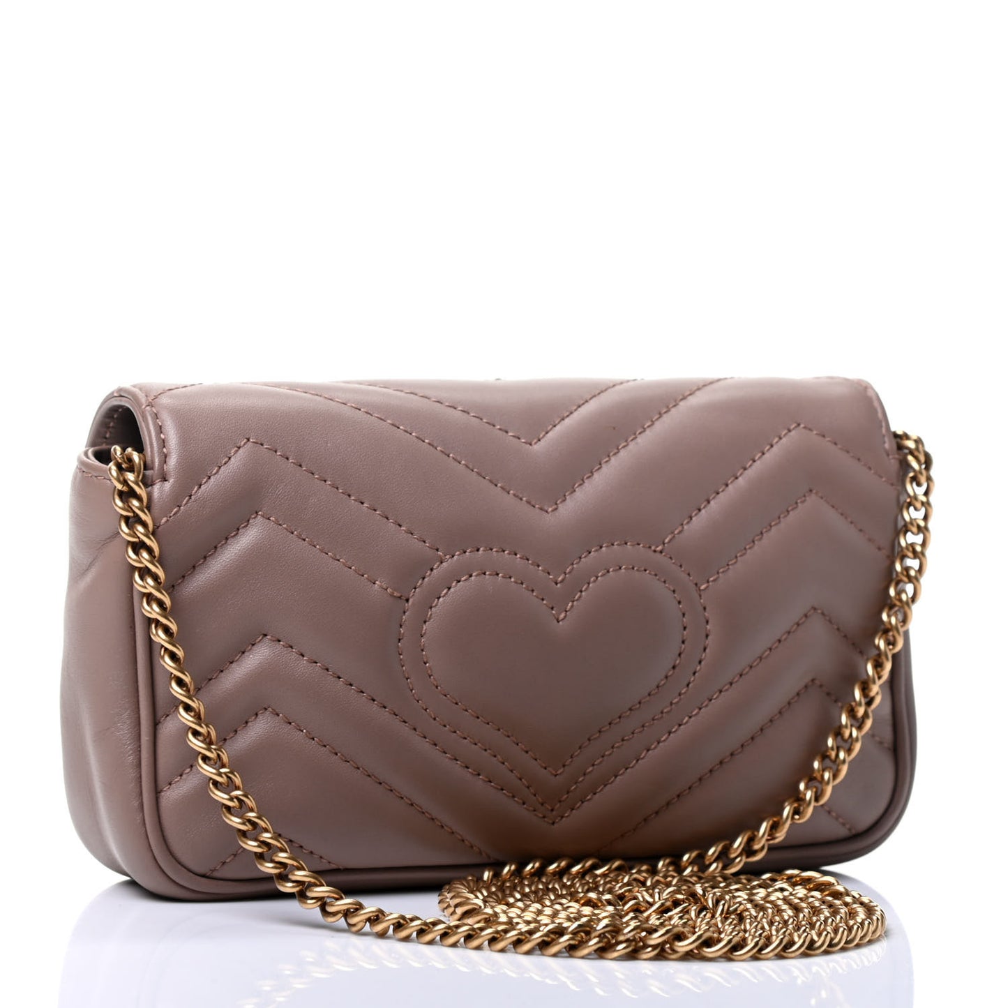 Calfskin Matelasse Super Mini GG Marmont Shoulder Bag Porcelain Rose