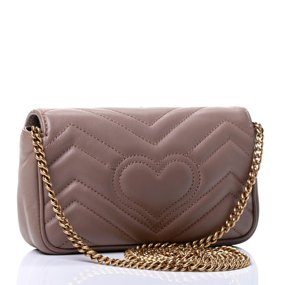 Gucci Calfskin Matelasse Super Mini GG Marmont Shoulder Bag Porcelain Rose 2 of 4