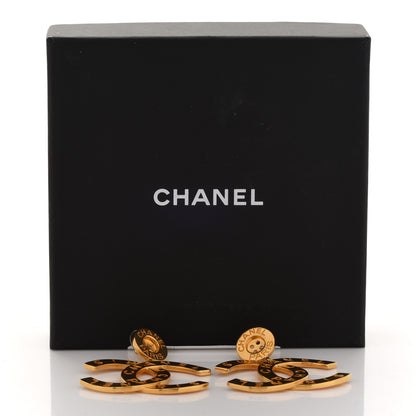 Chanel Metal Large Paris Button Earrings Gold 5 of 5