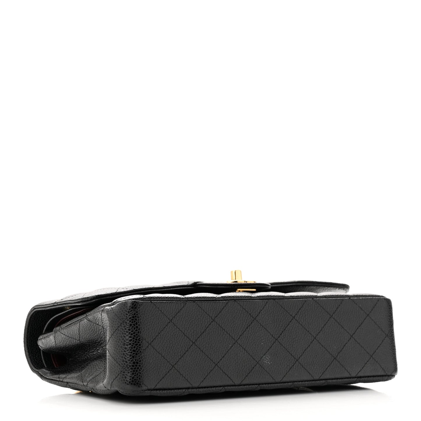 Caviar Quilted Medium Double Flap Black