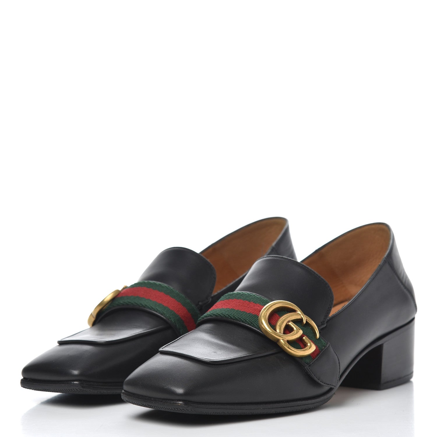 Gucci Calfskin Web Peyton Loafer Pumps 36.5 Black 3 of 20