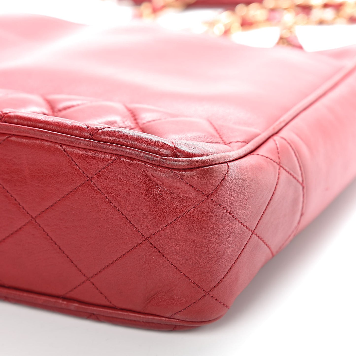 Lambskin Quilted Tote Red