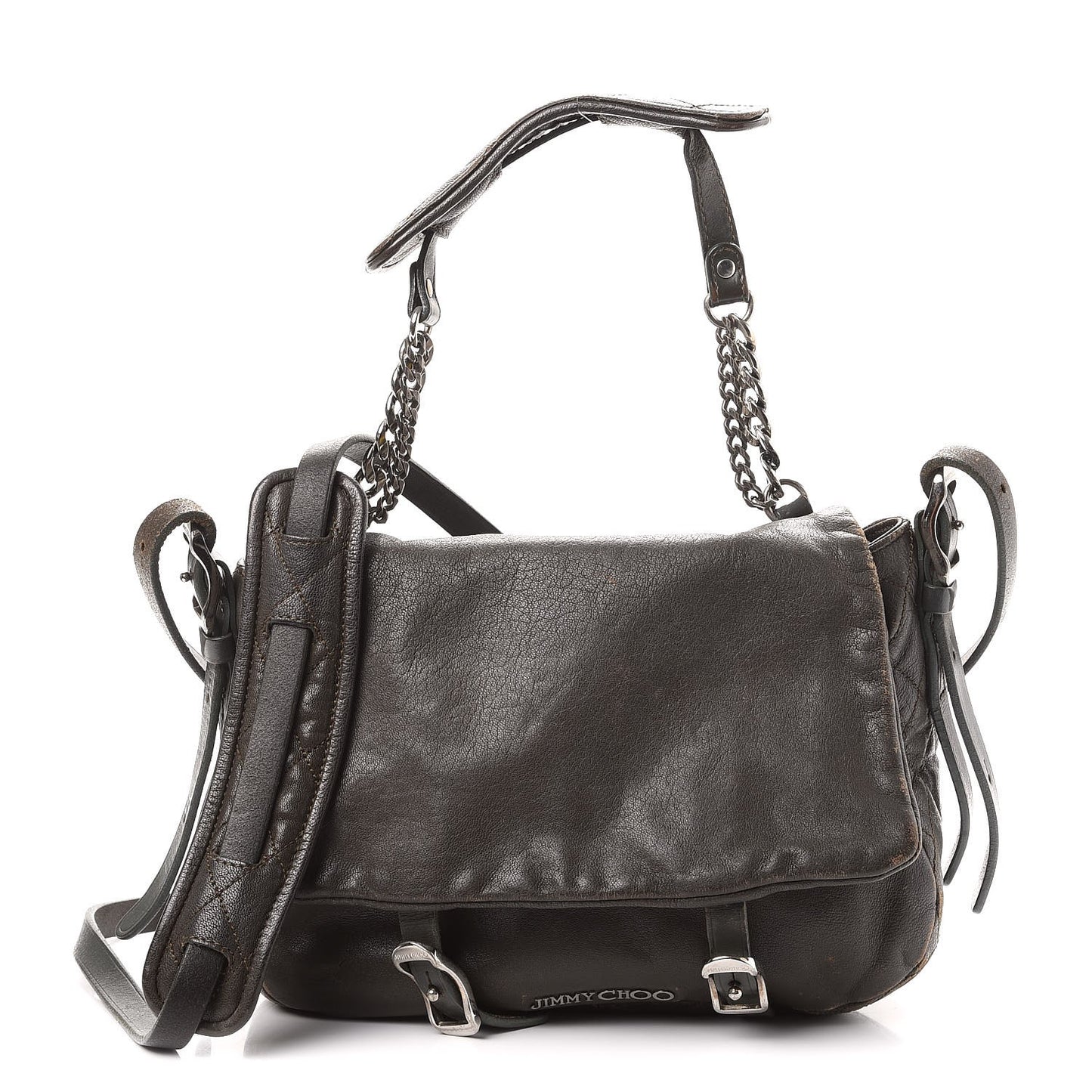 Goatskin Small Becka Biker Crossbody Bag Green