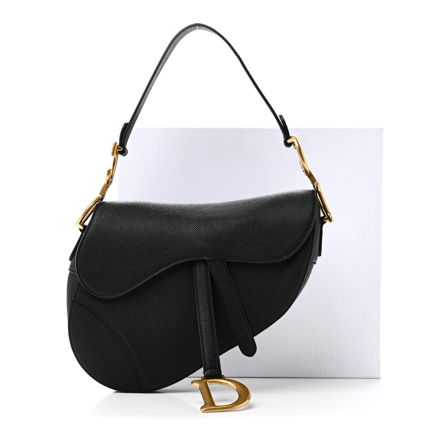 Grained Calfskin Saddle Bag Black