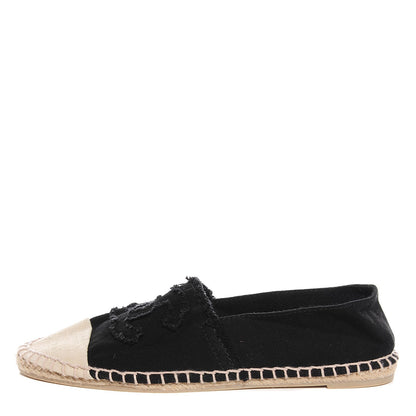 Chanel Toile CC Espadrilles Black Beige 39 1 of 7