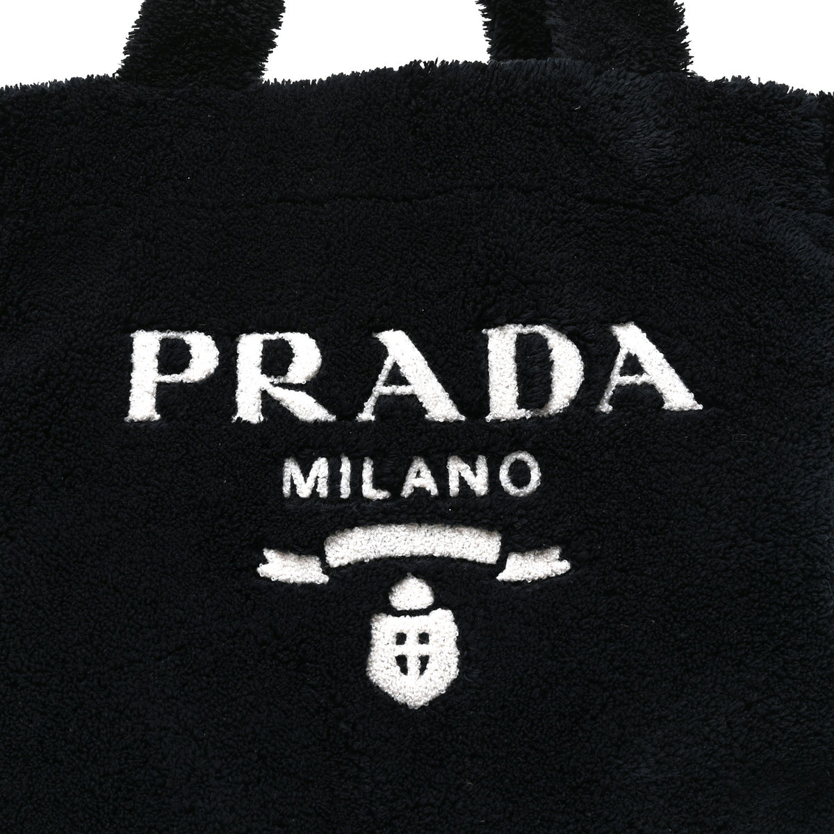 Terry Cloth Tote Bag Black White