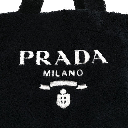 Prada Terry Cloth Tote Bag Black White 7 of 9