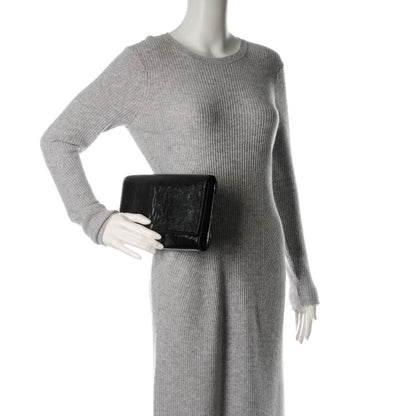 Saint Laurent Textured Patent Monogram Large Belle De Jour Clutch Black 2 of 7