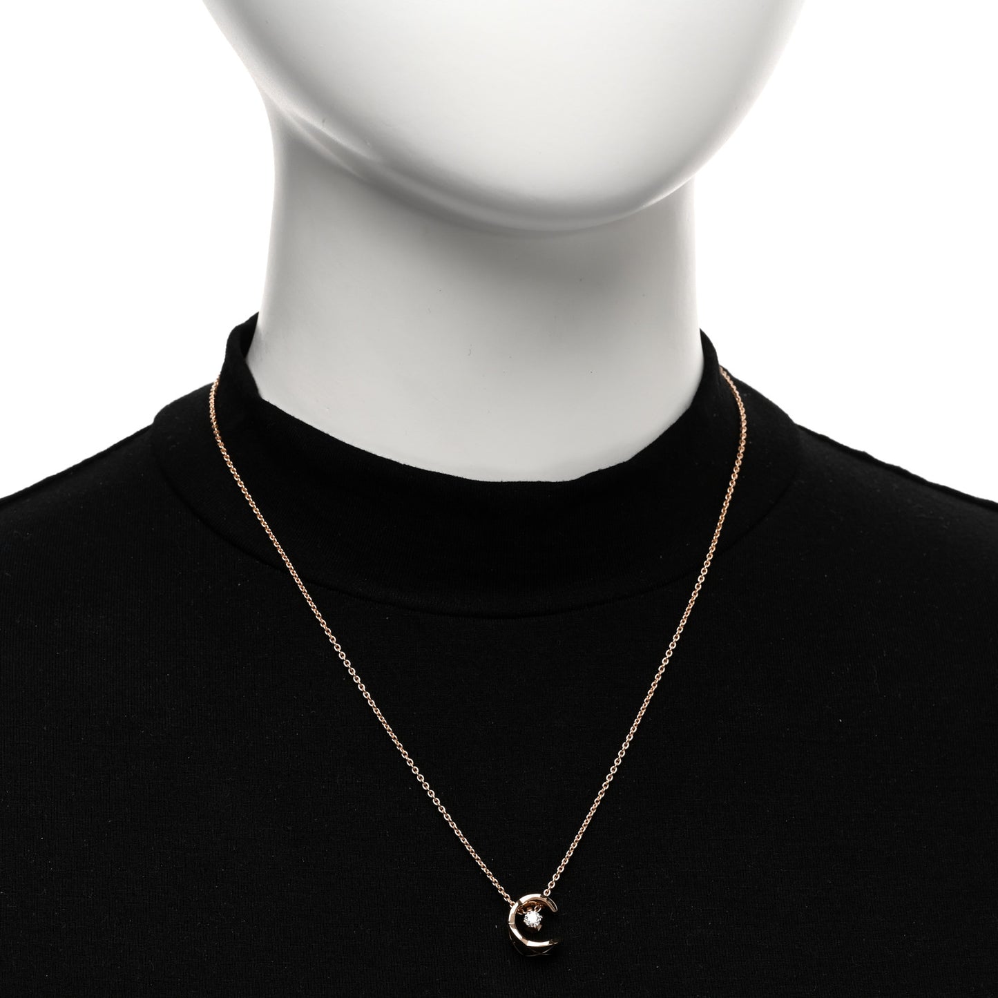 18K Beige Gold Diamond Coco Crush C Necklace
