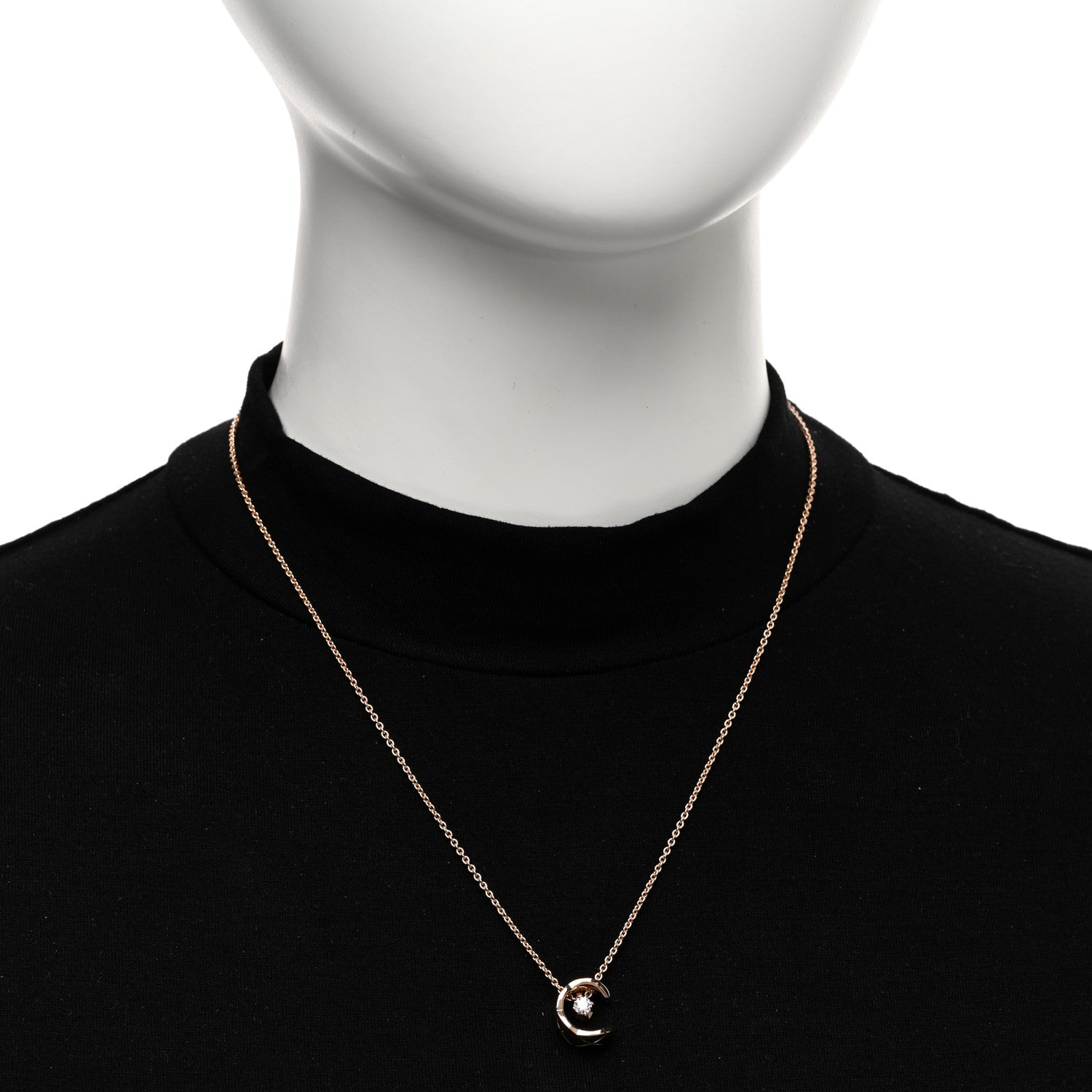 Chanel 18K Beige Gold Diamond Coco Crush C Necklace 2 of 4