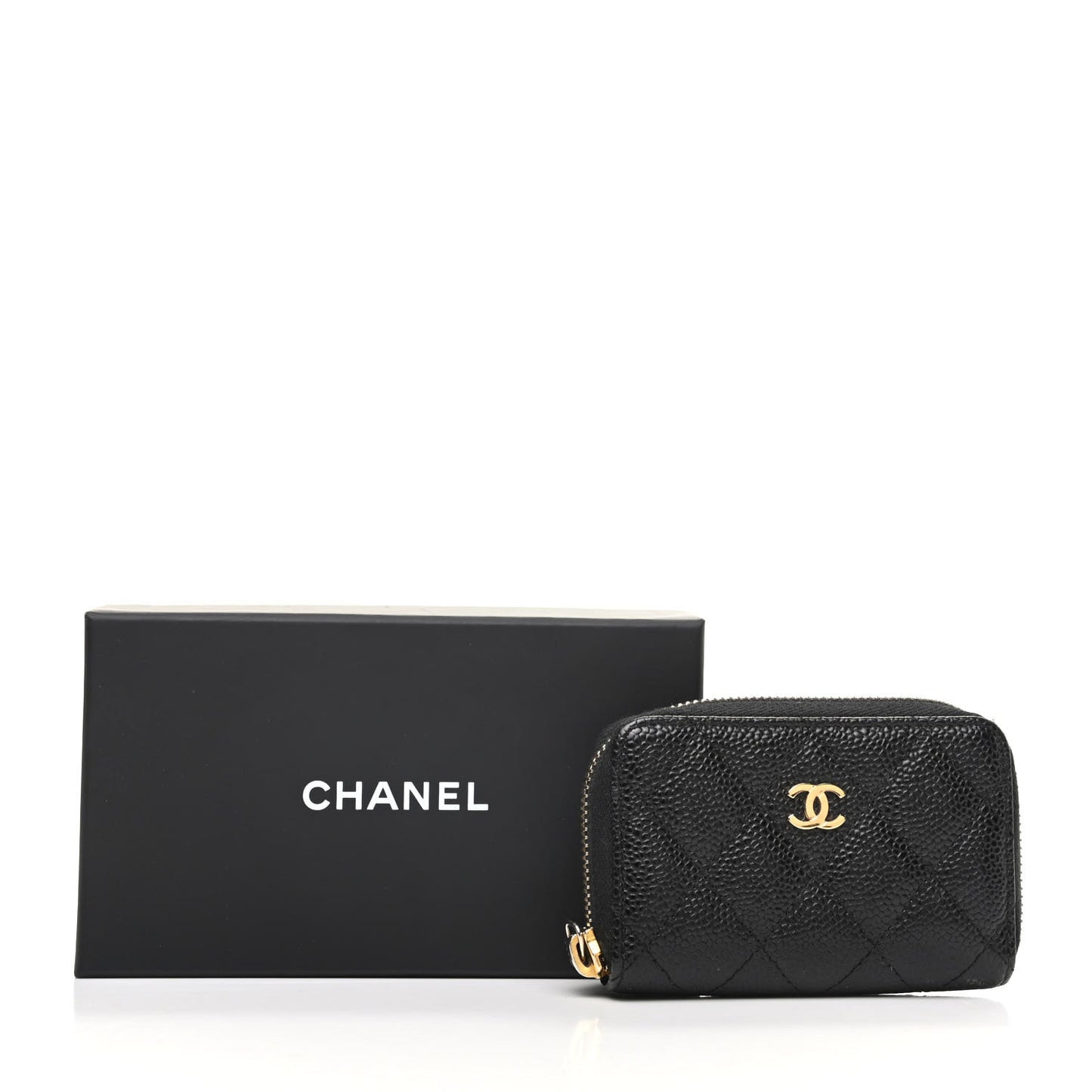 Caviar Quilted Zip Coin Purse Black