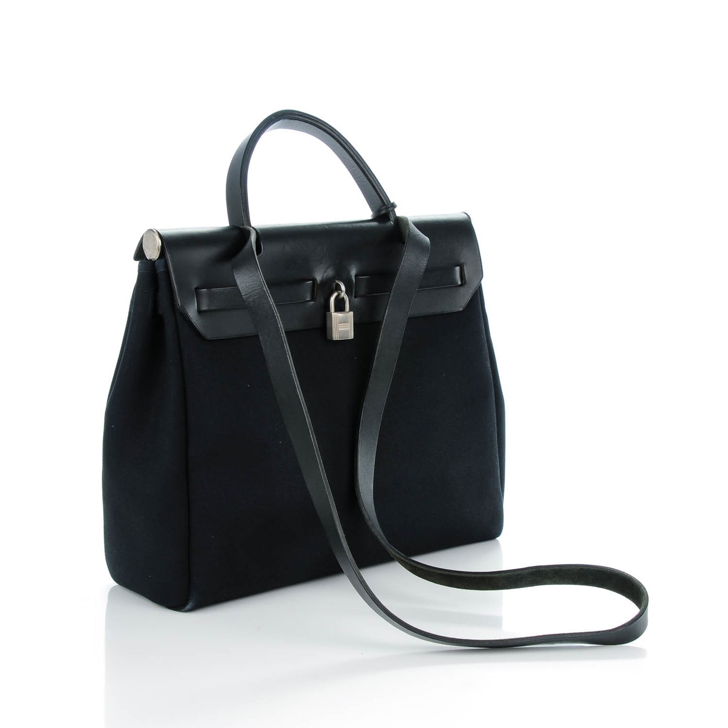 Toile Vache Calfskin Herbag 30 PM Black