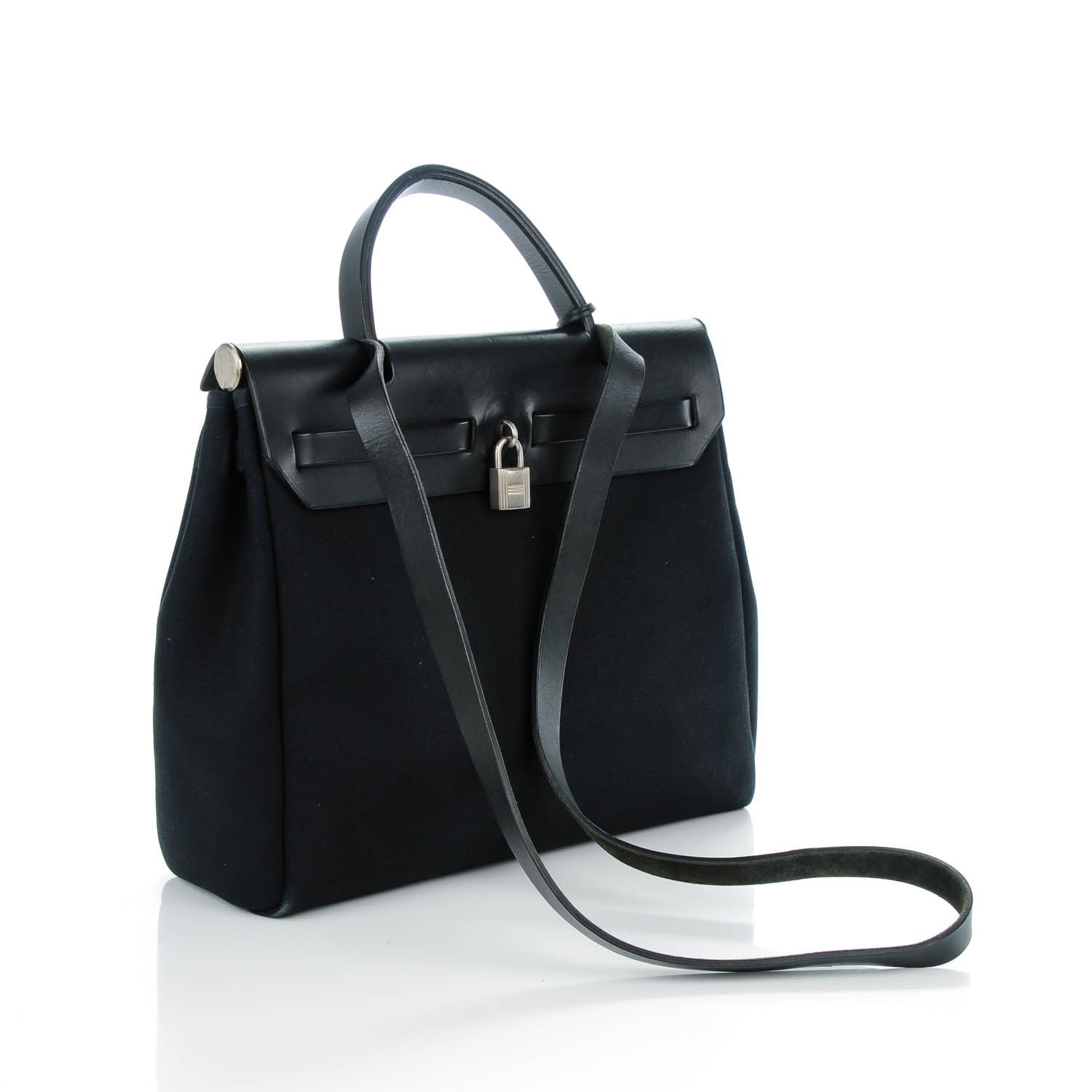 Hermes Toile Vache Calfskin Herbag 30 PM Black 6 of 12