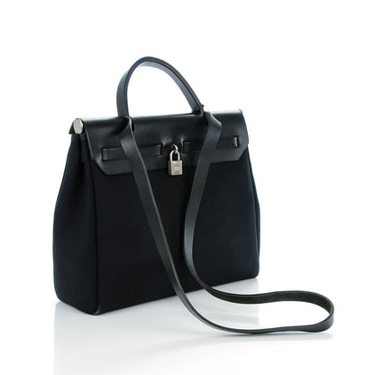 Hermes Toile Vache Calfskin Herbag 30 PM Black 6 of 12