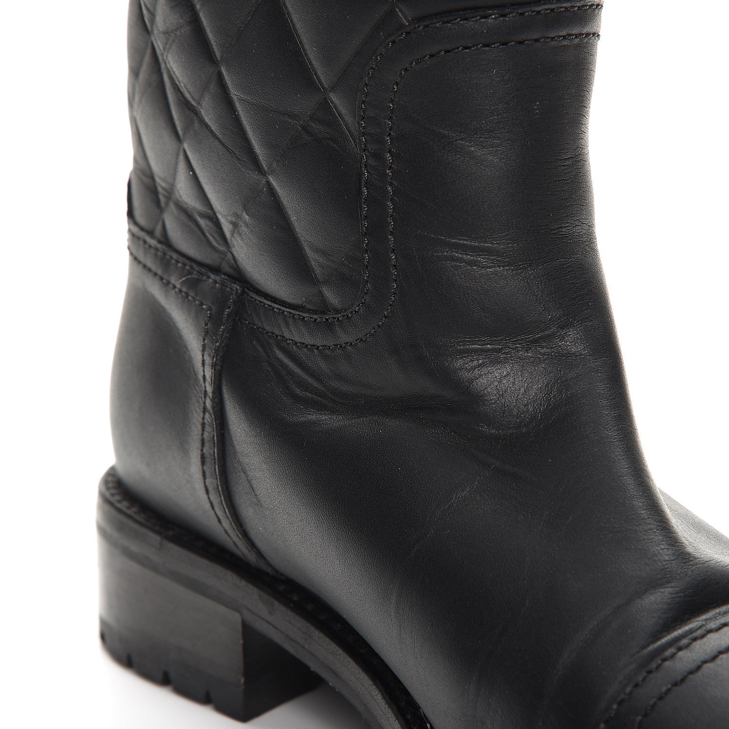 Chanel Calfskin Quilted Riding Boots 35.5 Black 9 of 9