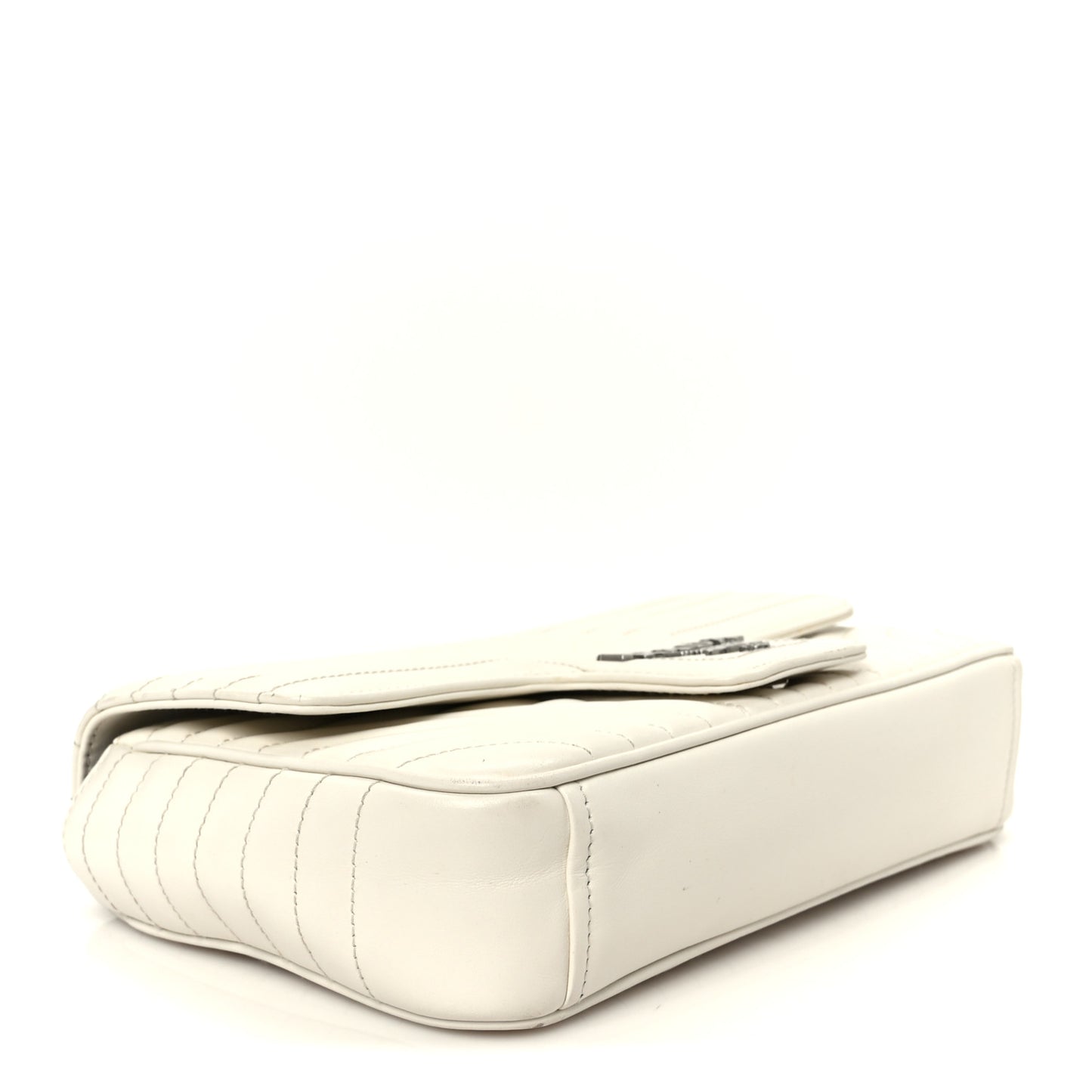 Soft Calfskin Impunture Diagramme Medium Chain Flap Shoulder Bag White