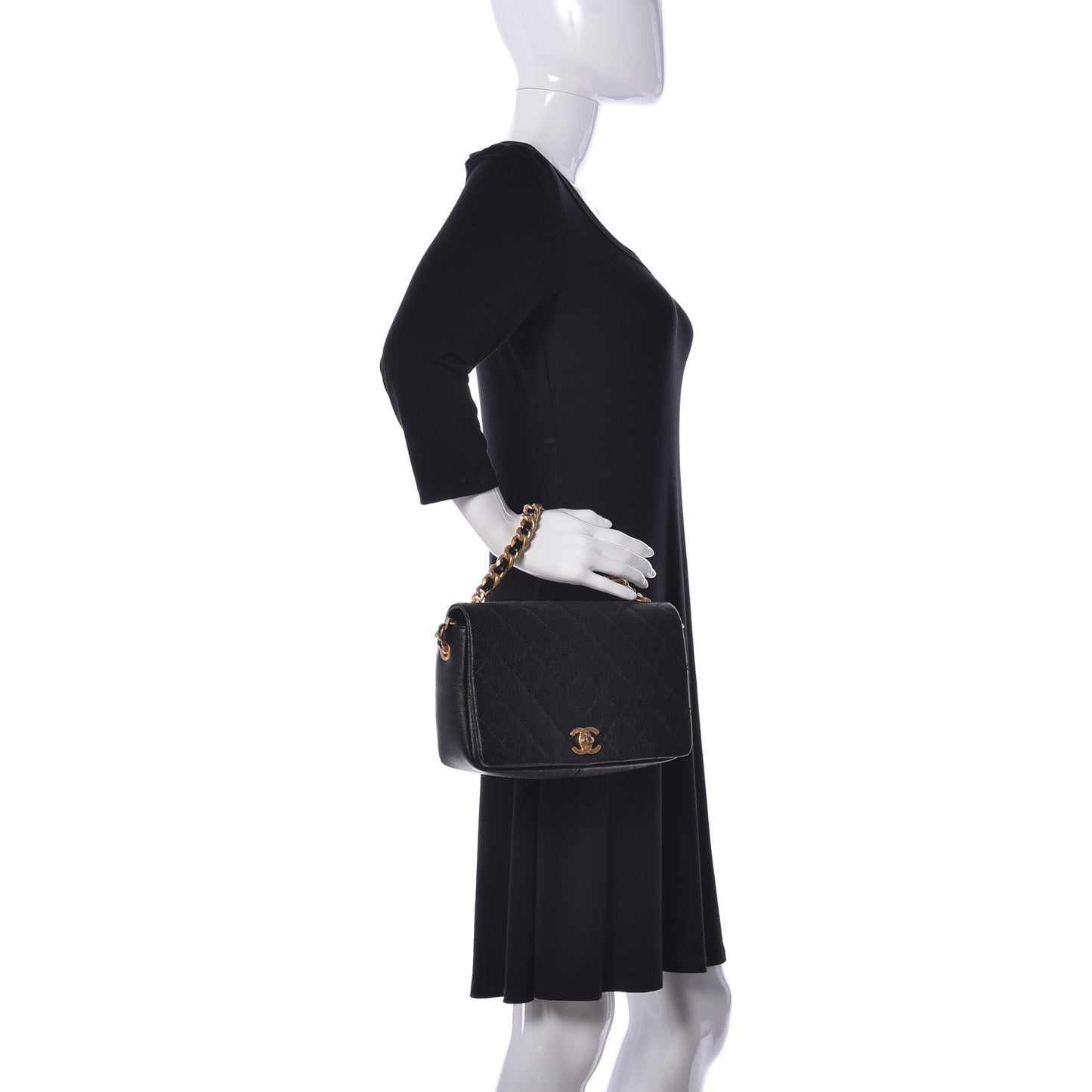 Caviar Quilted Medium Fashion Therapy Flap Bag Black