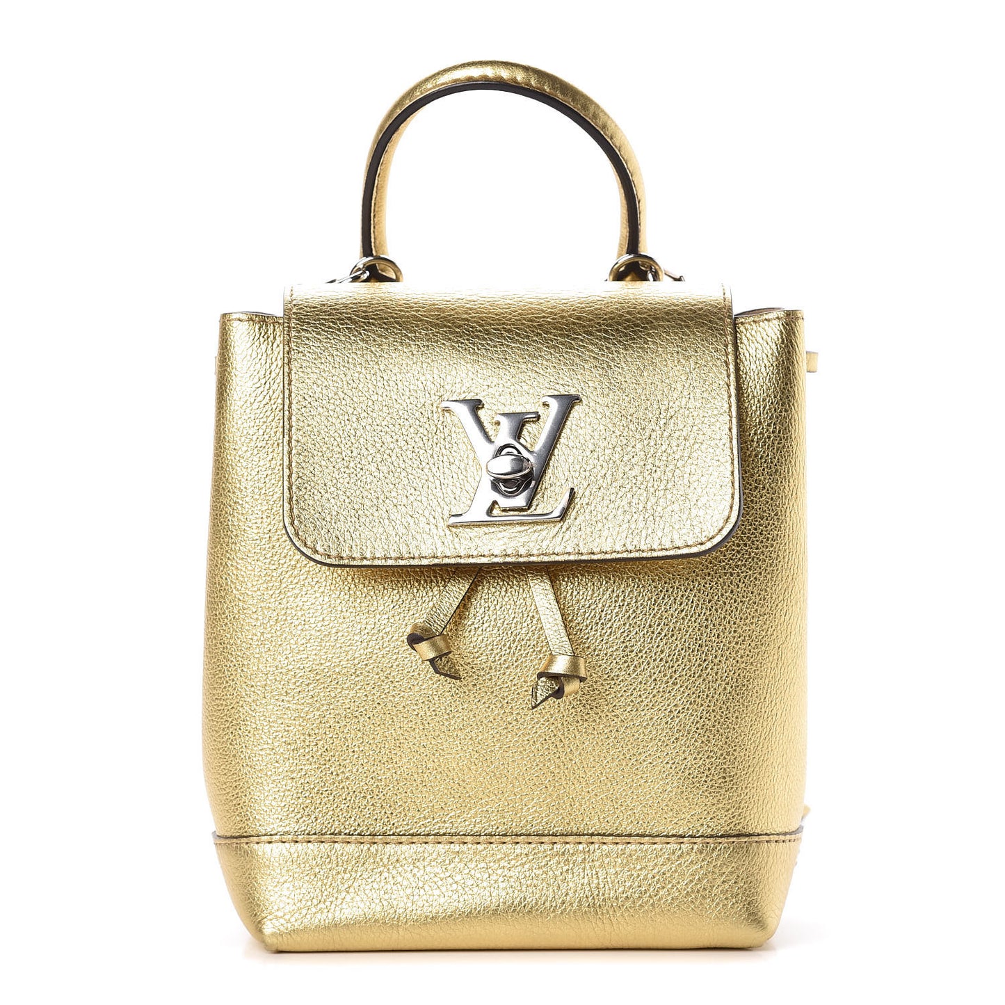 Metallic Calfskin Lockme Mini Backpack Gold