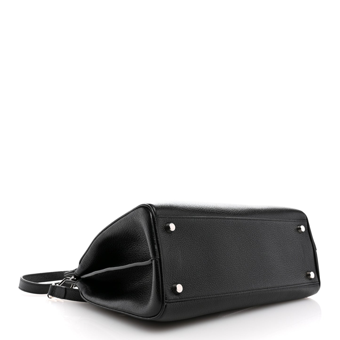 Grainy Calfskin Small Zumi Top Handle Bag Black
