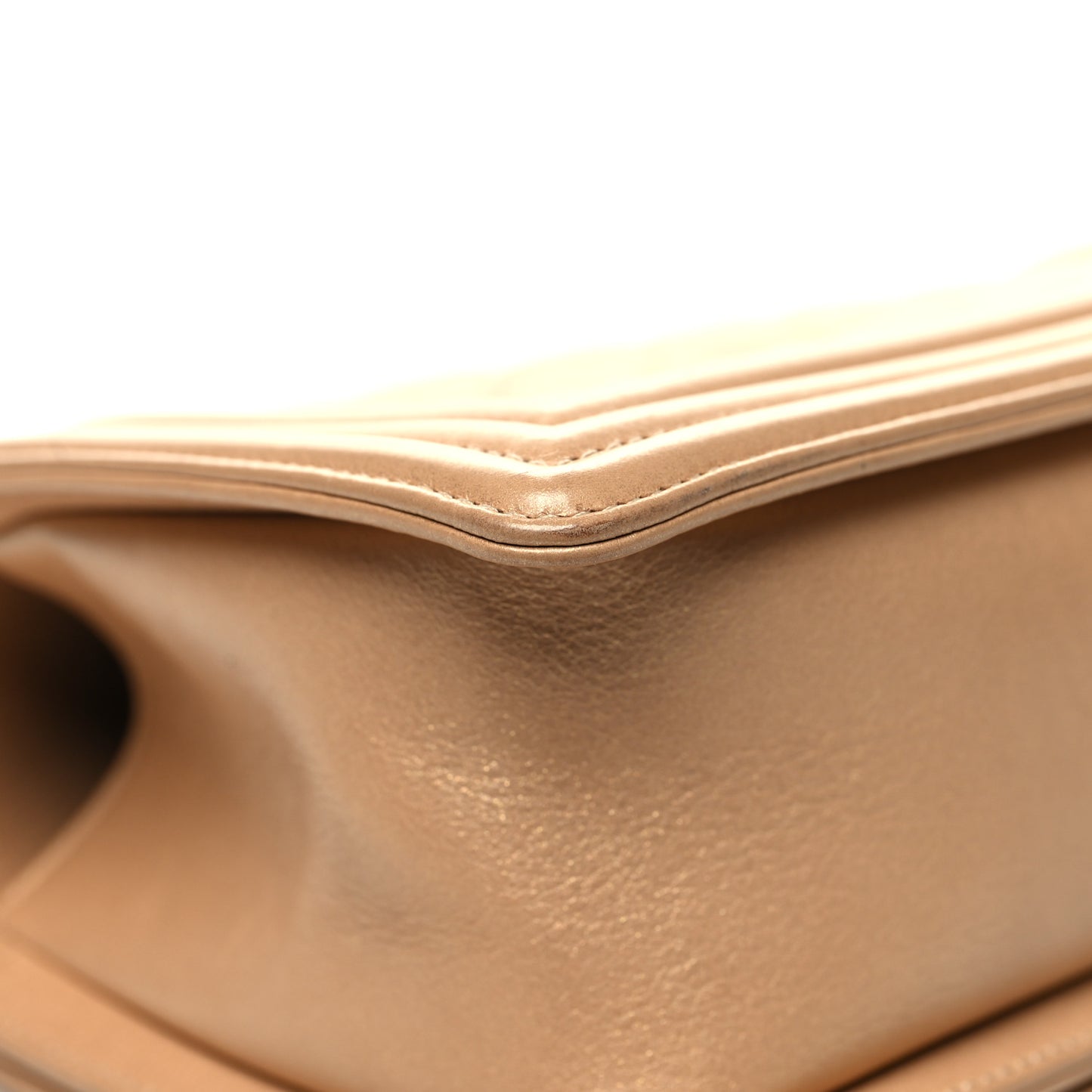 Metallic Calfskin Quilted Medium Boy Flap Gold