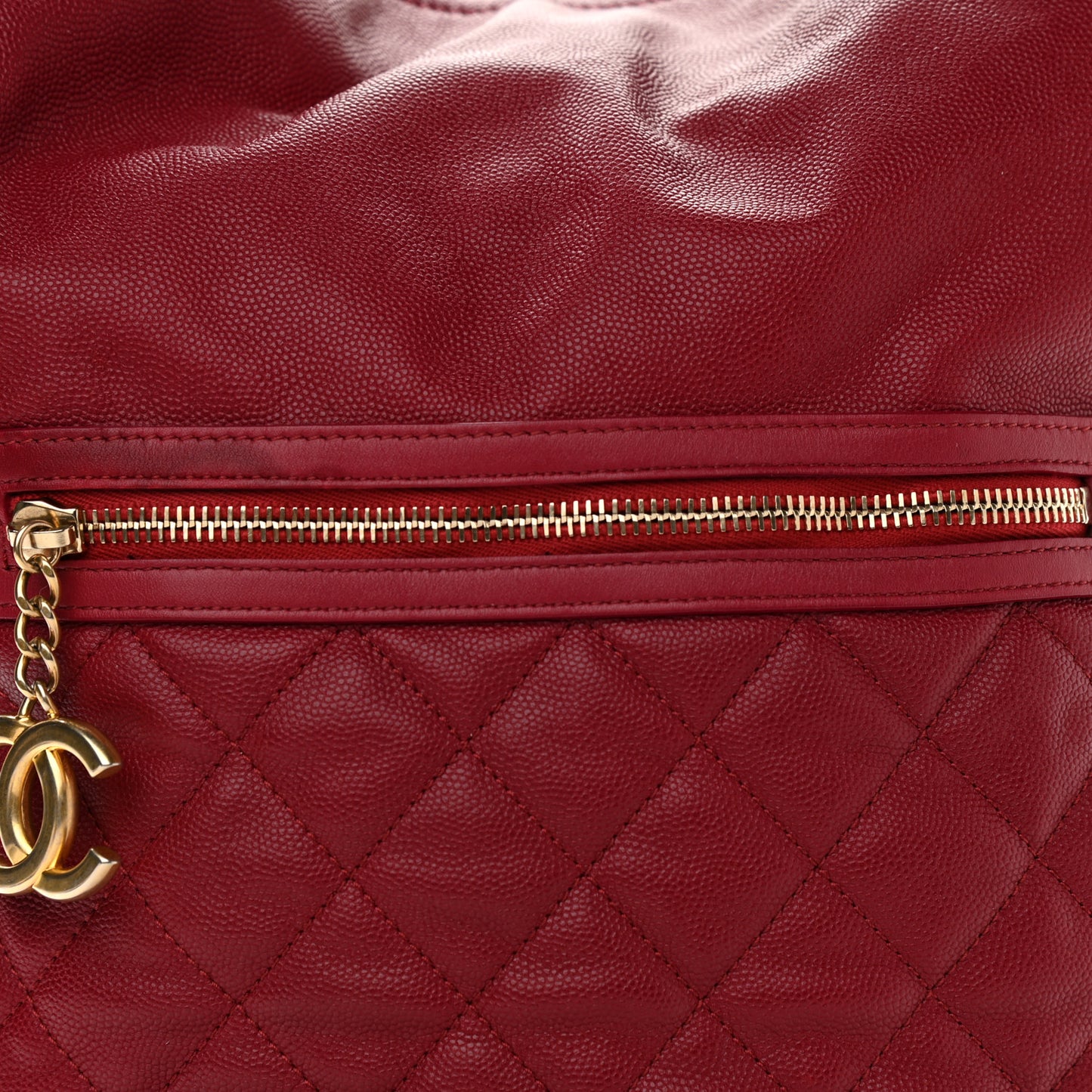 Caviar Lambskin Quilted Casual Style Hobo Red