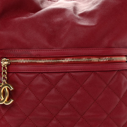 Chanel Caviar Lambskin Quilted Casual Style Hobo Red 8 of 11
