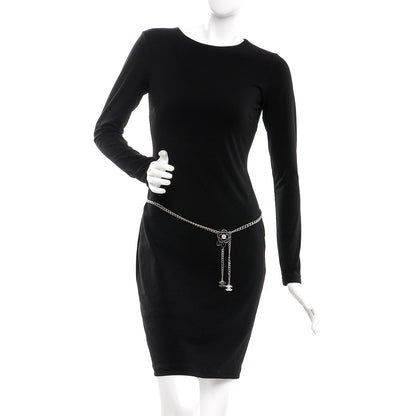Chanel Enamel Camellia Chain Belt Black Silver 2 of 6