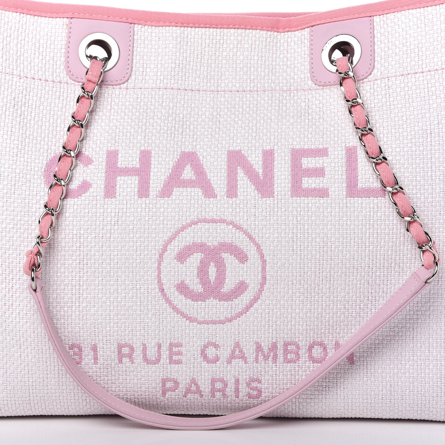 Chanel Canvas Small Deauville Tote Light Pink 10 of 10