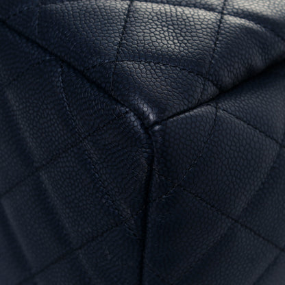 Chanel Grained Calfskin Quilted Medium CC Chain Bucket Drawstring Bag Blue 12 of 13
