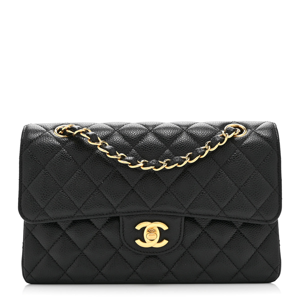 Caviar Quilted Small Double Flap Black