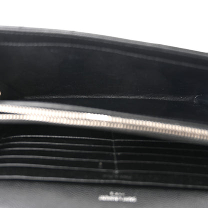 Saint Laurent Grain De Poudre Matelasse Chevron Monogram Chain Wallet Black 4 of 10