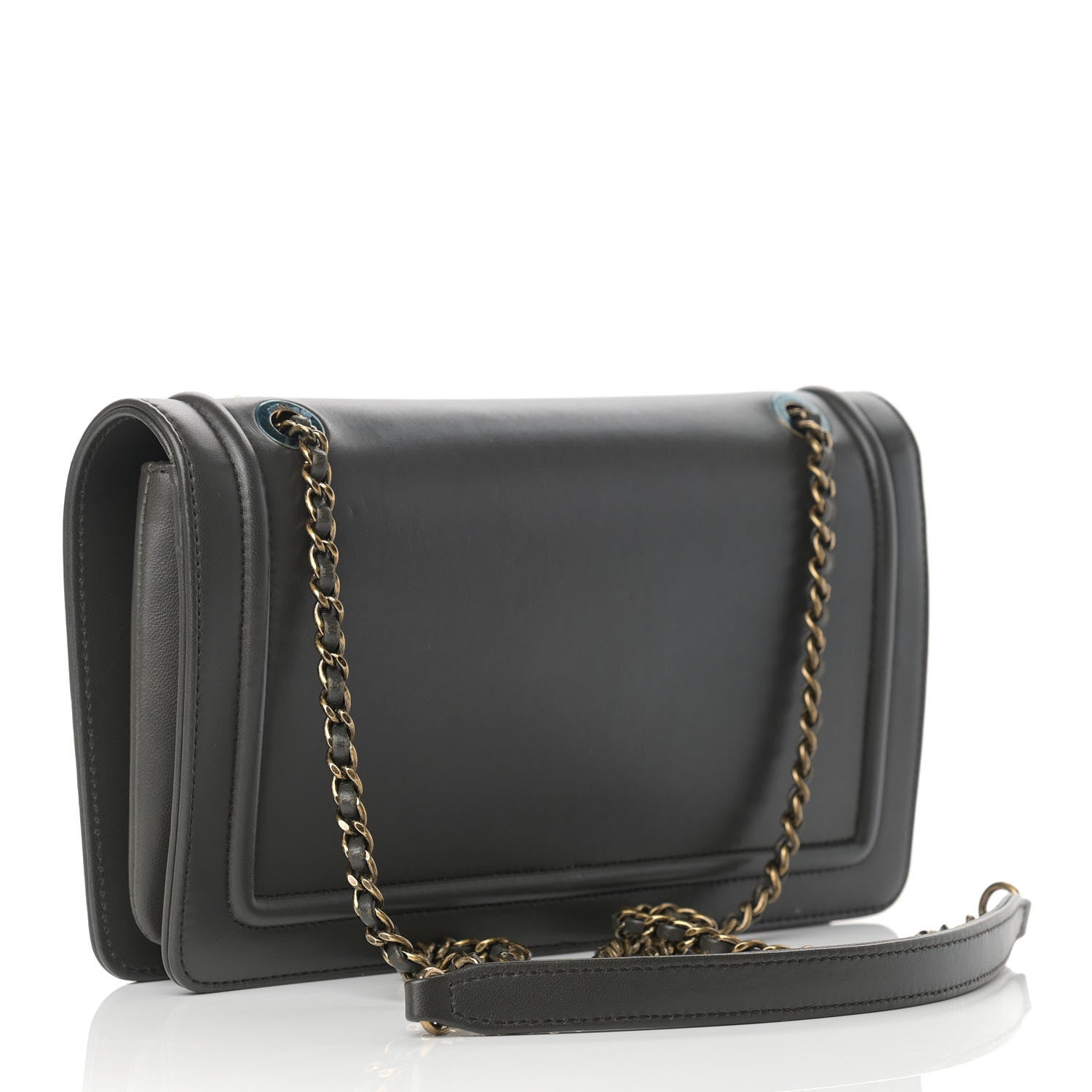Chanel Lambskin CC Antico Flap Dark Khaki 3 of 11