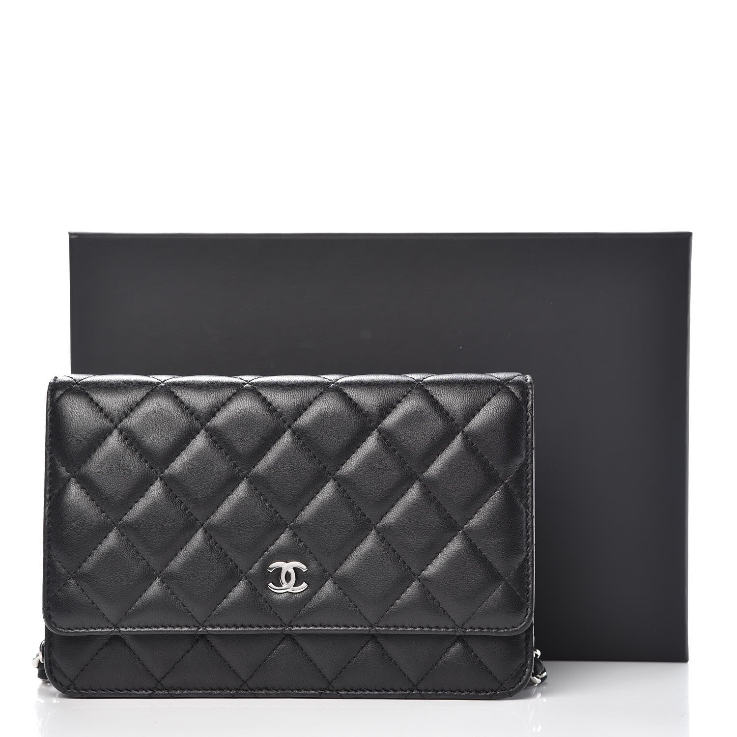 Chanel Lambskin Quilted Wallet On Chain WOC Black 9 of 9