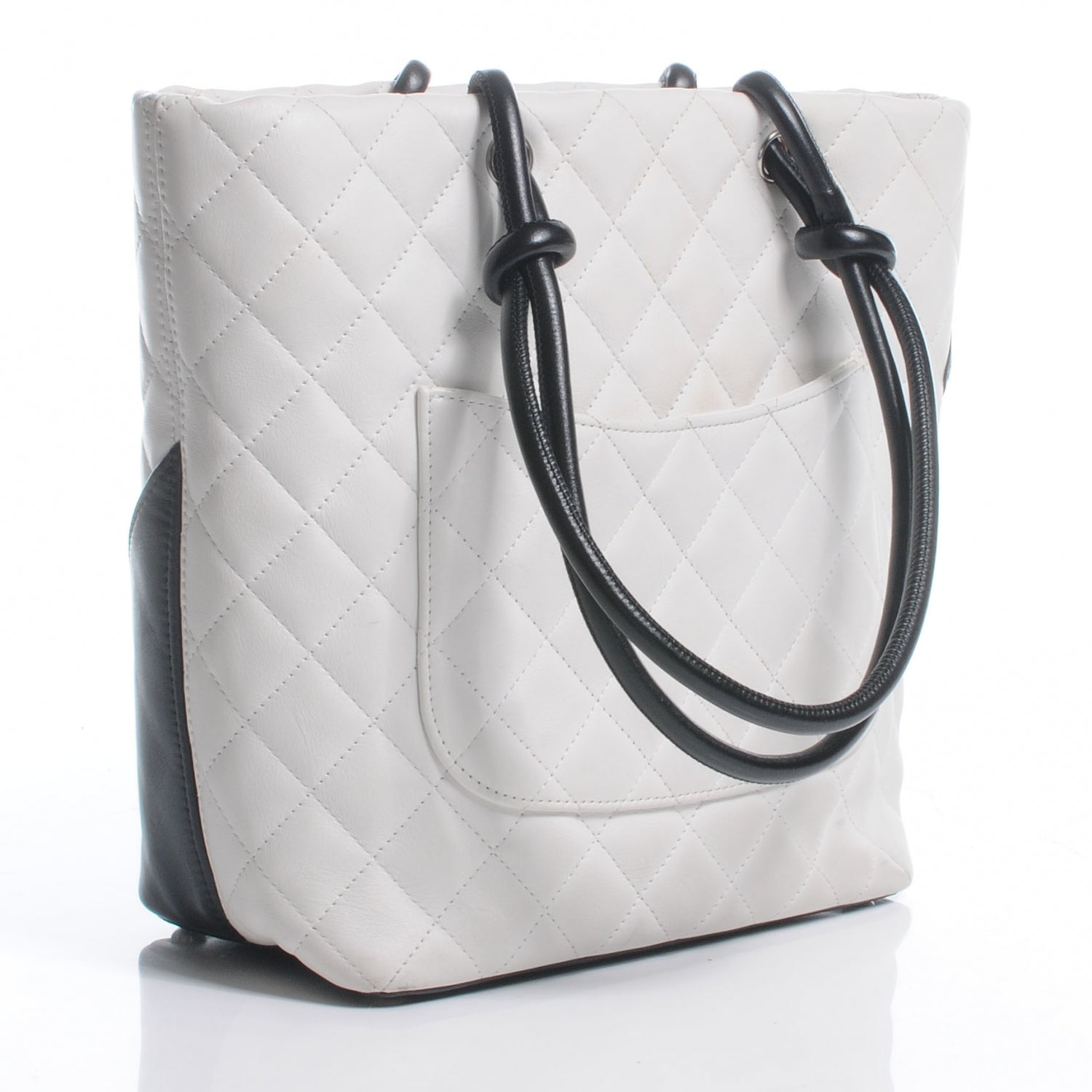 Chanel Calfskin Quilted Small Cambon Tote White Black 3 of 9