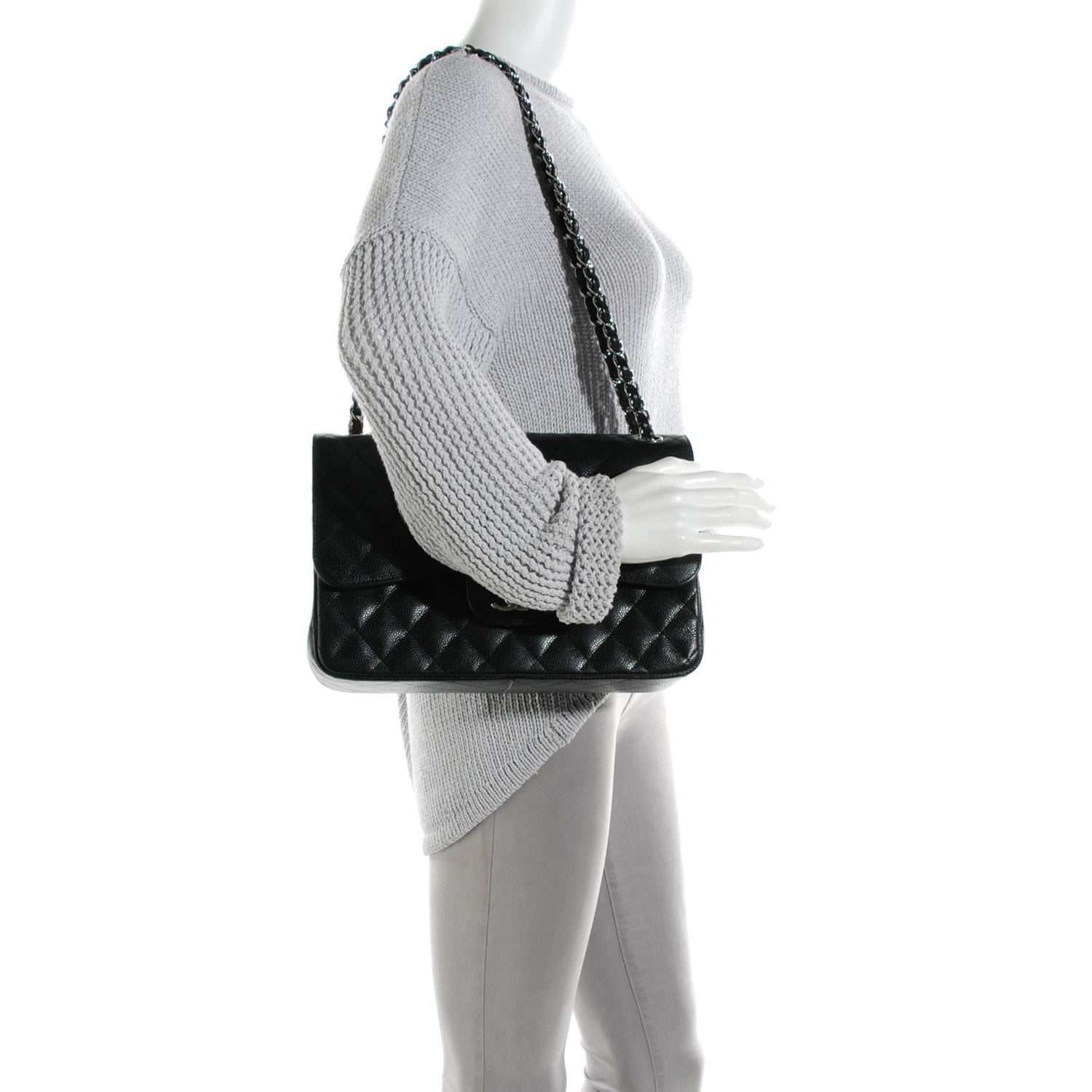 Chanel Caviar Quilted Jumbo Double Flap Black 2 of 8