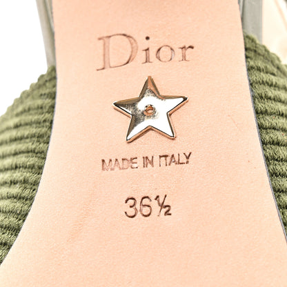 Christian Dior Cotton Ribbon Embroidered J Adior Slingback 65mm Pumps 36.5 Kaki 6 of 9