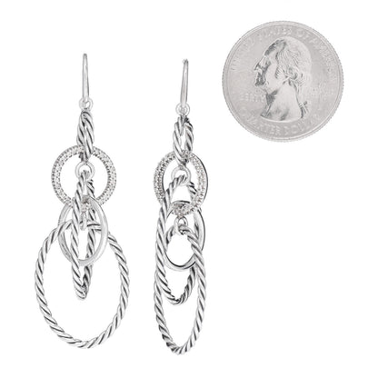 David Yurman Sterling Silver Diamond Mobile Drop Earrings 2 of 4