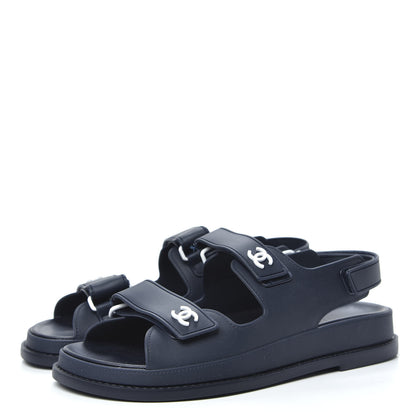 Chanel Rubber CC Dad Sandals 39 Navy 3 of 8