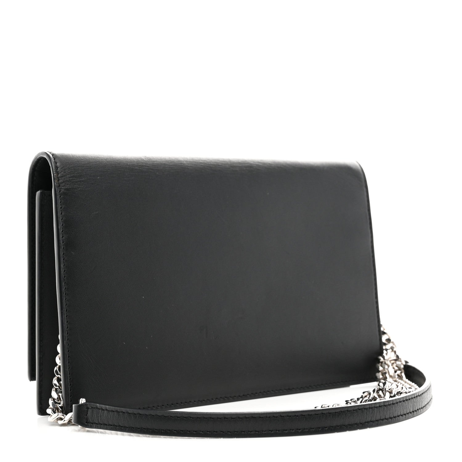 Saint Laurent Smooth Calfskin Classic Monogram Kate Tassel Chain Wallet Black 3 of 9
