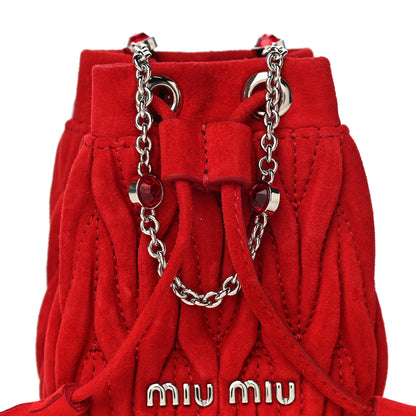 Miu Miu Suede Matelasse Mini Bucket Bag Cherry 8 of 11