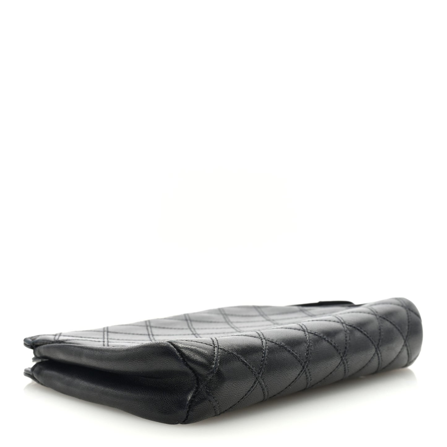 Calfskin Diamond Stitch Small Cosmetic Case Black
