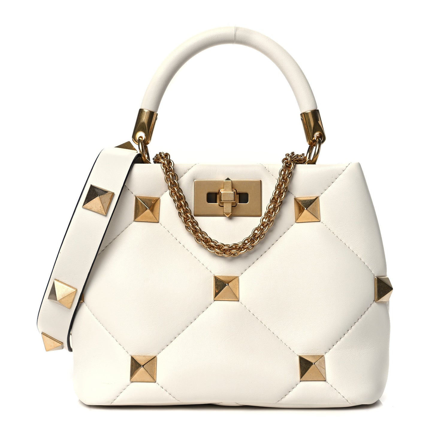 Nappa Small Roman Stud The Handle Bag Ivory