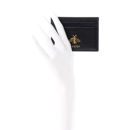 Gucci Pebbled Calfskin Animalier Card Holder Black 2 of 7